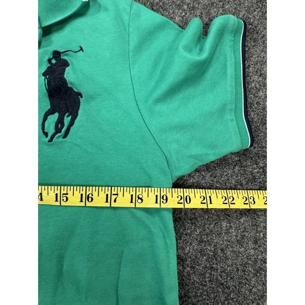 VTG Polo Ralph Lauren Big Pony #3 Polo Shirt Green Youth XL Boys Cotton